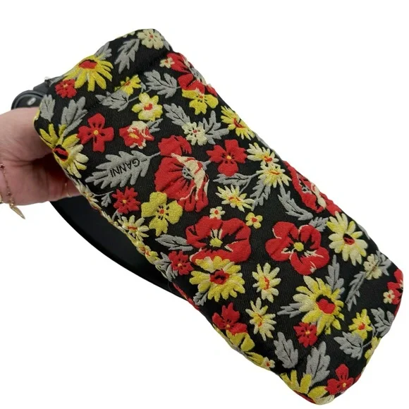 GANNI Pillow Floral Jacquard Baguette Shoulder Bag Meadow Black